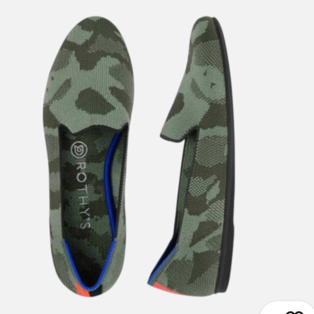 Rothy's Green Camo Print Flats Size W10